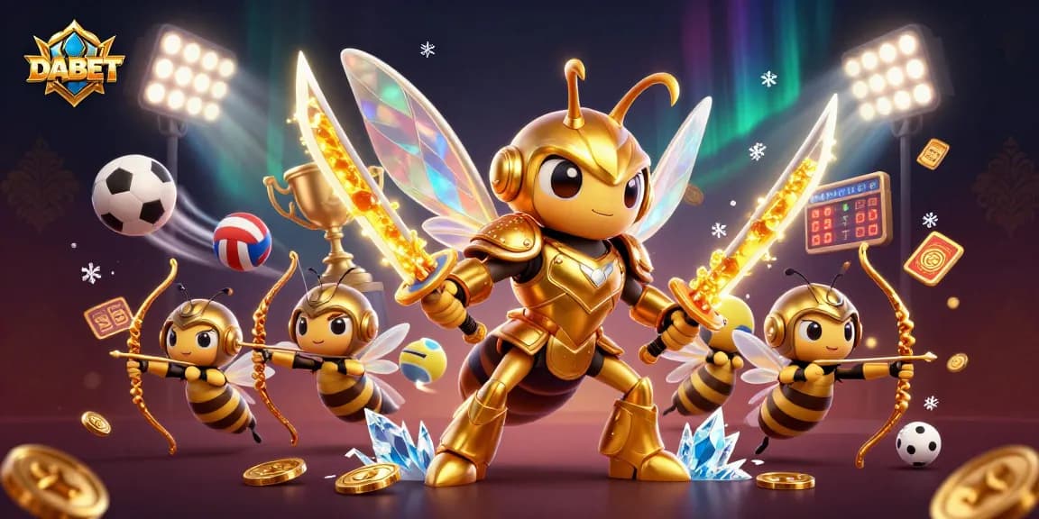 DABET players engage in thrilling betting action with dynamic sports elements and lively characters.