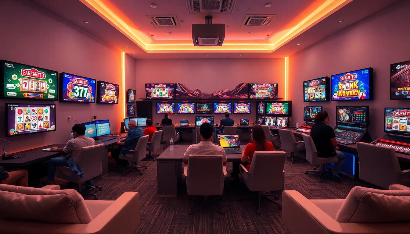 Asupantoto vibrant gaming studio showcasing online slots and excitement.