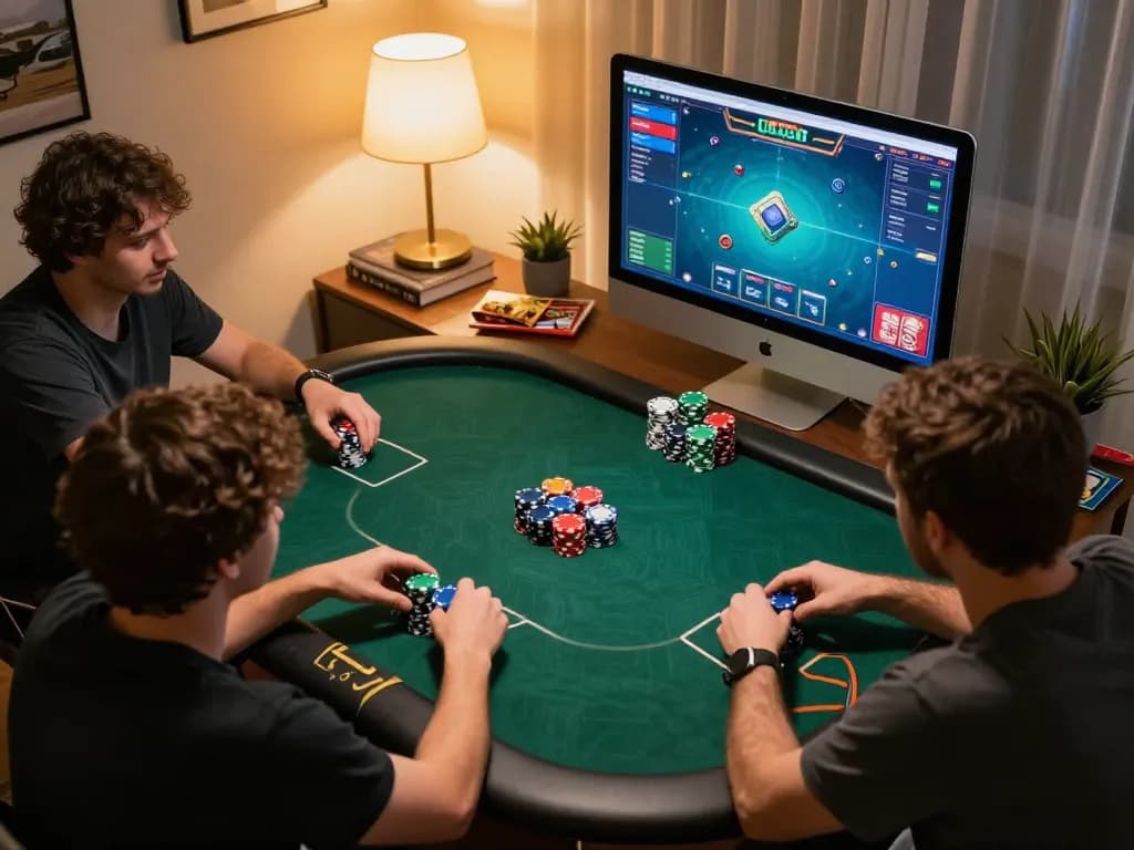 Phtaya online poker game in a cozy home setting, enhancing player's gaming experience.