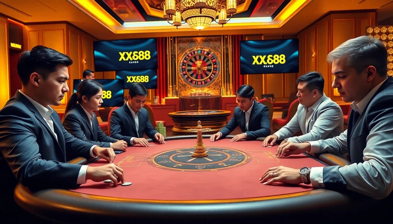 Experience the thrill of poker and luxury betting with XX88 in a high-stakes casino atmosphere.