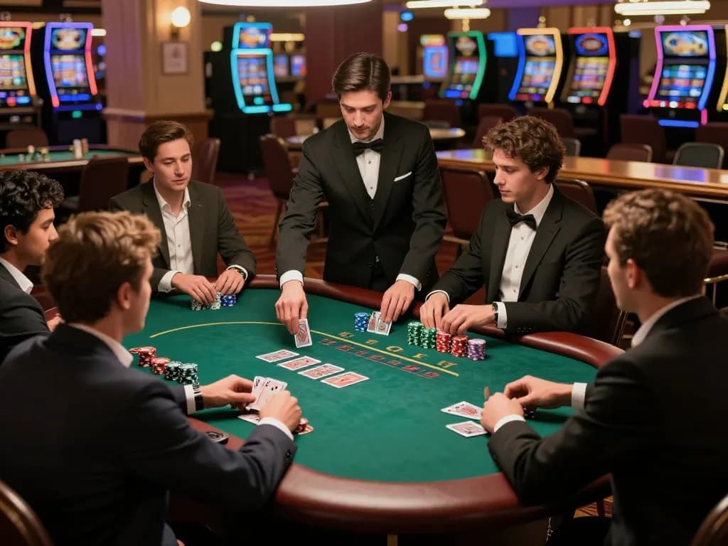 Players engaging in a thrilling blackjack game at mb88slot, showcasing strategic gameplay.