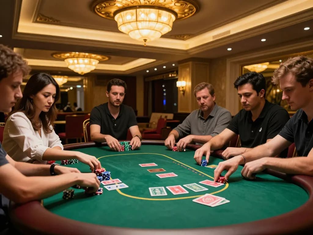Engaged players at the IDC88JOKER poker table strategizing their next moves.