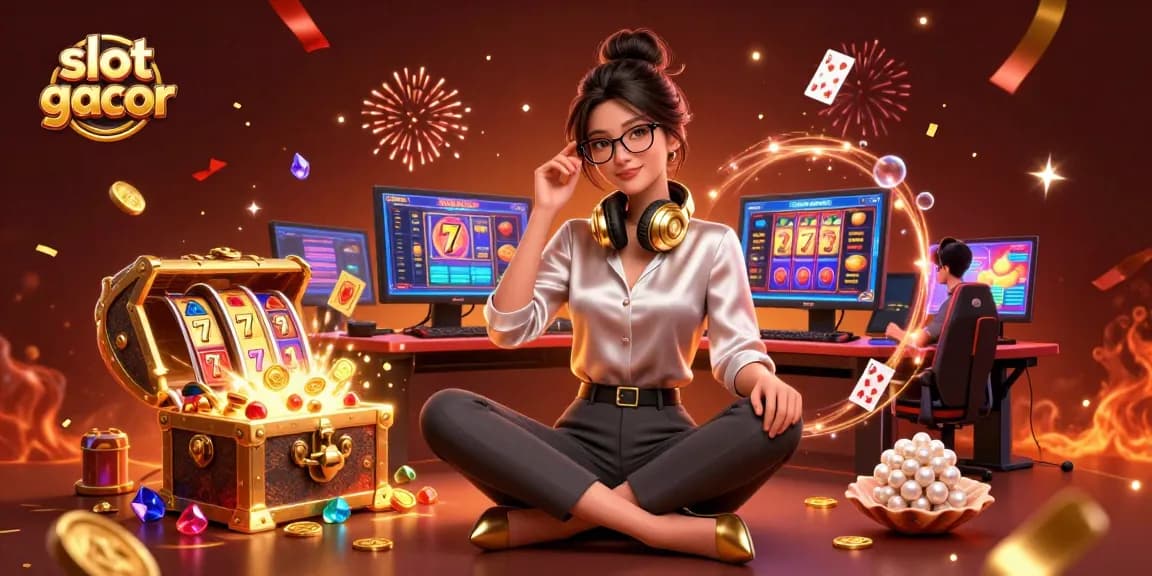 Rasakan permainan slot gacor yang mendebarkan dengan adegan dinamis ini yang menampilkan elemen kasino yang hidup dan energi yang menarik.