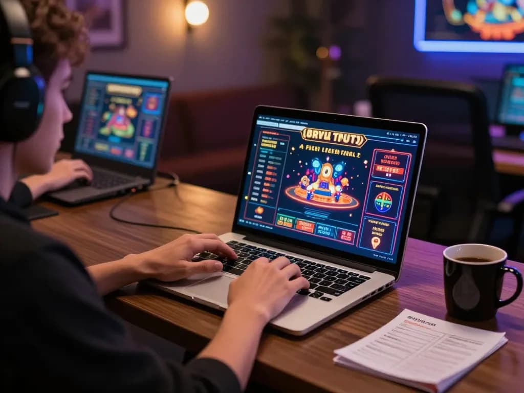 Engaging online gaming scene featuring 888New on a laptop screen, showcasing responsible fun