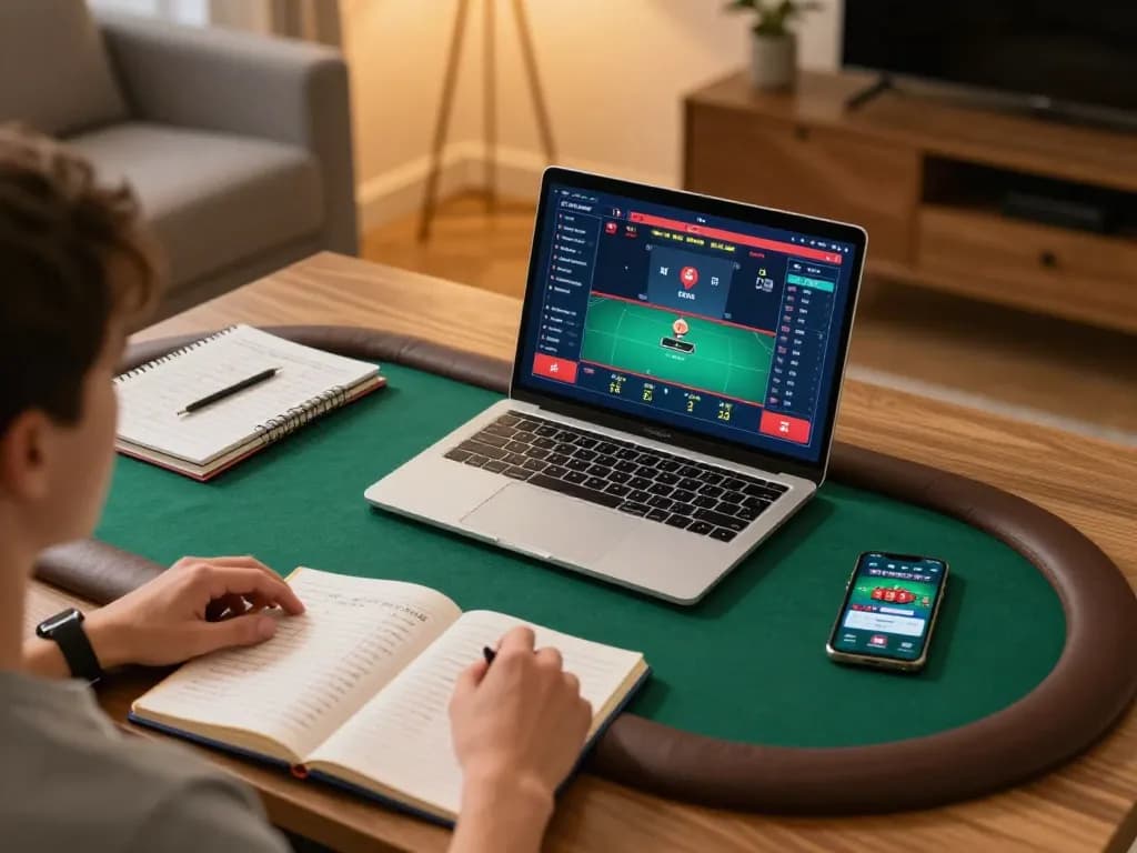 Player enjoying poker strategies on tr88vina gaming setup with smartphone betting