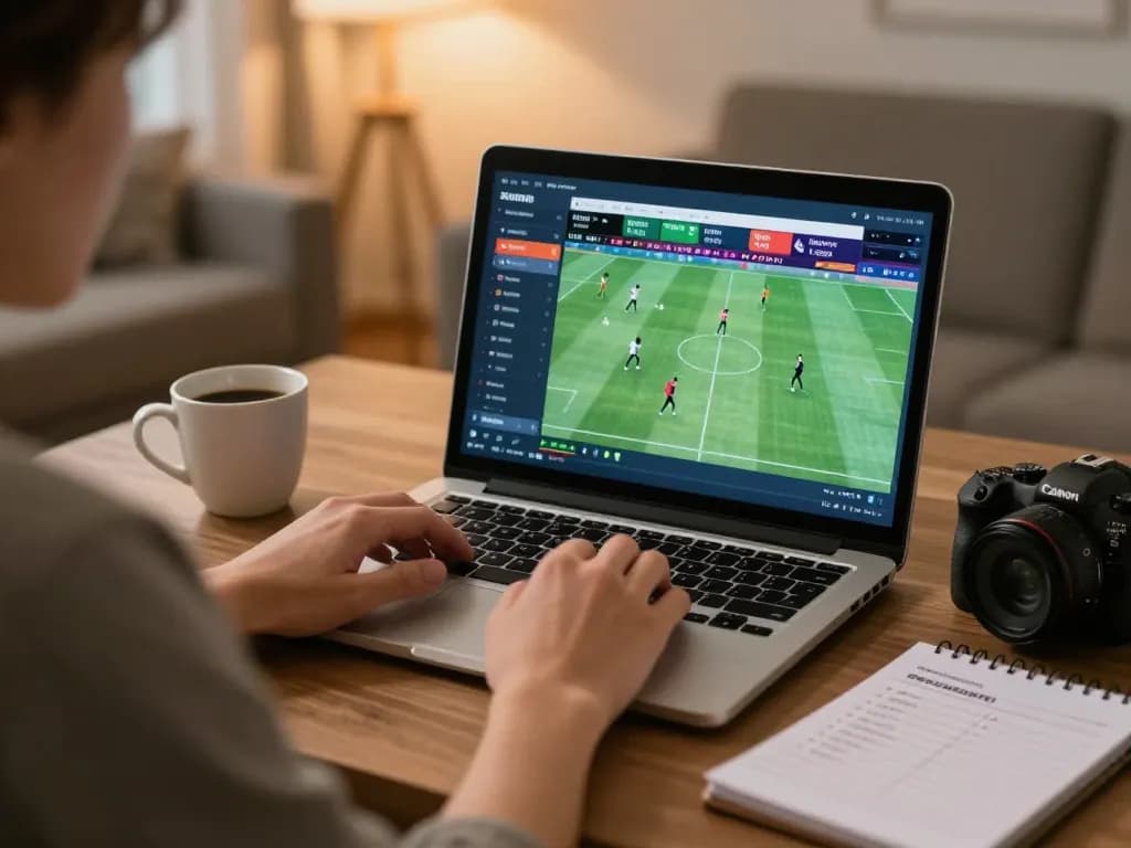 Player engaging with tr88 betting odds on laptop at cozy home setup