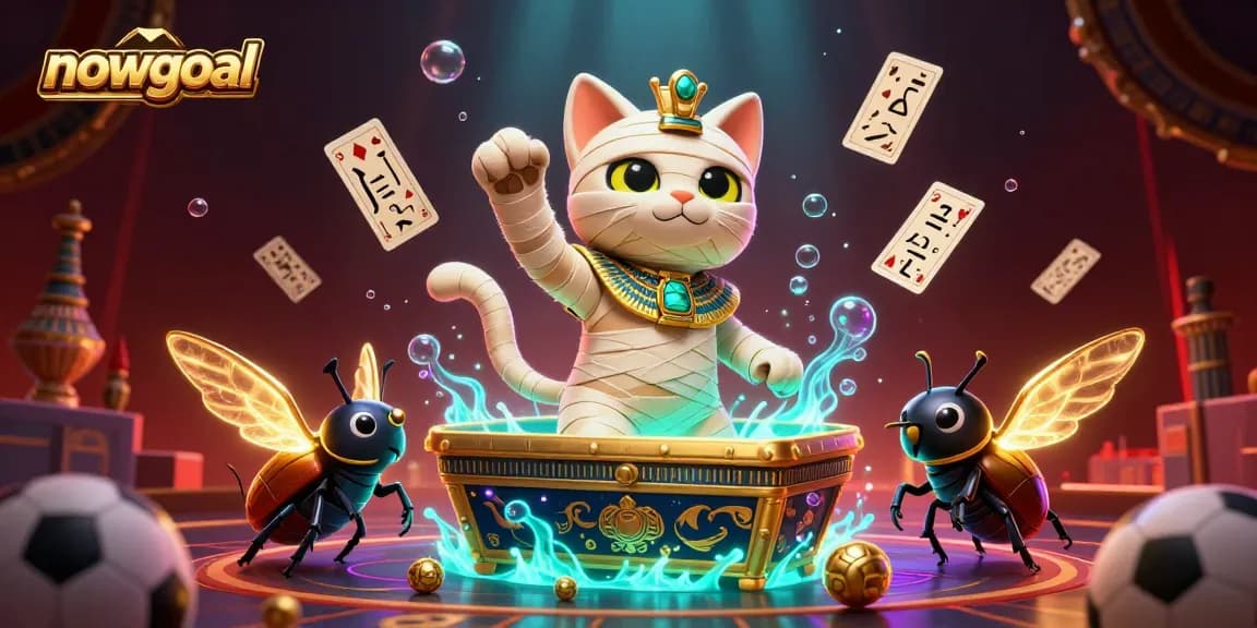 Engage with nowgoal's thrilling pyramid casino as the mummy cat and scarab companion unveil sports betting excitement.