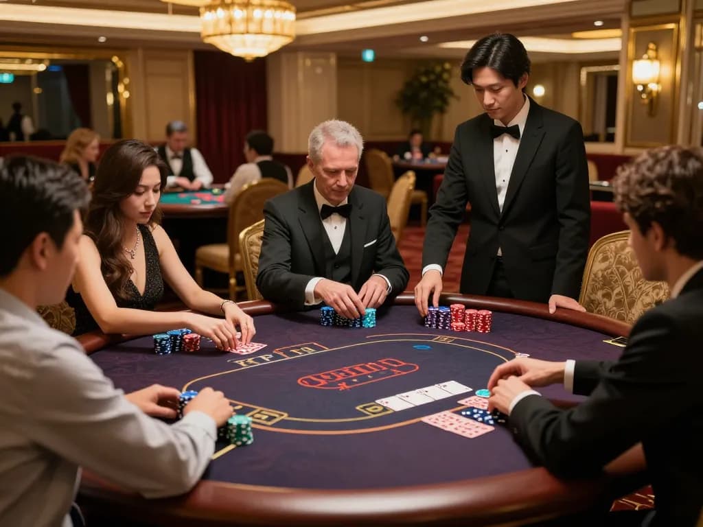 Engaged players at a high-stakes table in a luxurious atmosphere capturing the essence of Best Safe Non AAMS casino action.