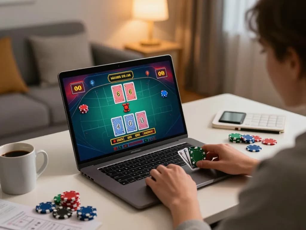 good88 player enjoying live dealer game at home with strategy notes visible.