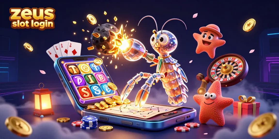 Win big with zeus slot login featuring vibrant neon slots and treasures in an electrifying 3D illustration.