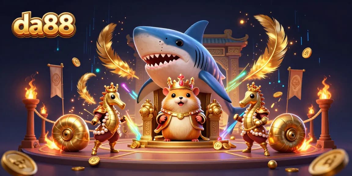 Experience thrilling gaming adventures with da88 in a vibrant casino scene featuring royal characters.