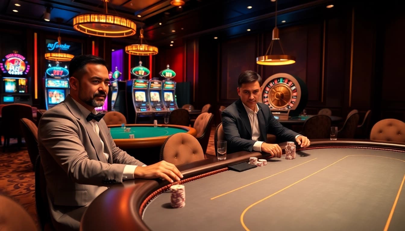 Experience the exciting gameplay at VIPSODO66 casino with vibrant poker games and luxurious decor.