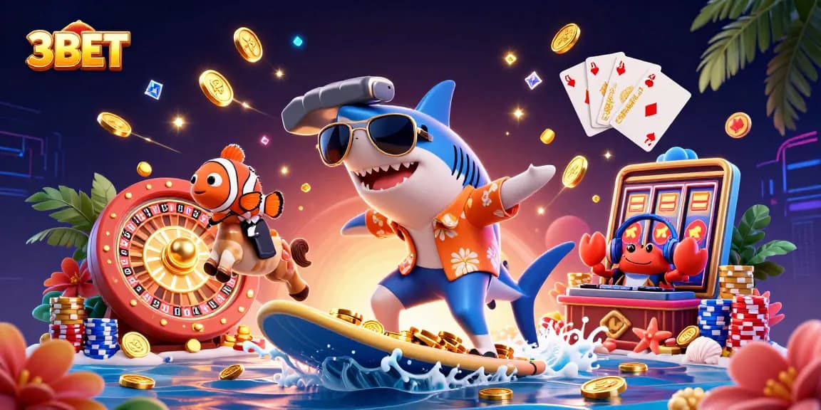 Experience exciting gameplay at 3BET with this vibrant casino illustration full of fun characters.