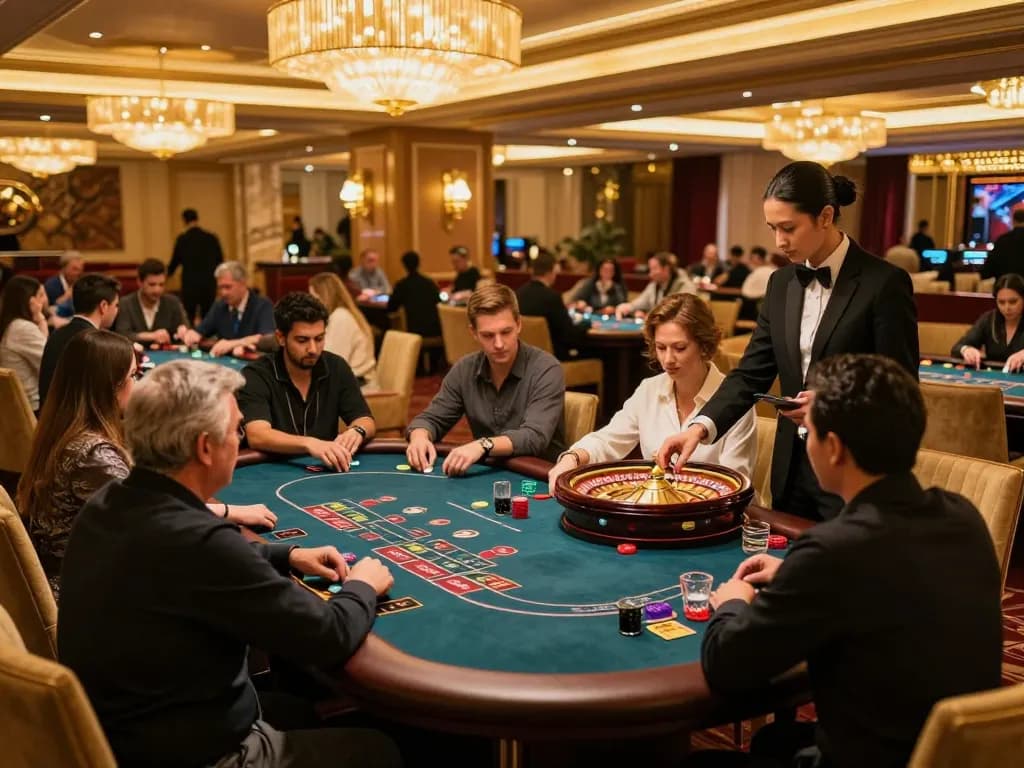 Cloud-Africa gamers placing strategic bets at an upscale casino's roulette table