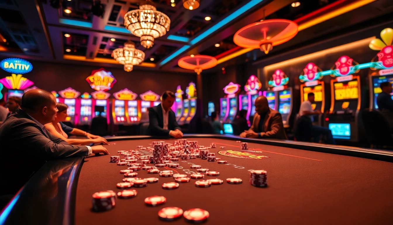 Engaging casino scene demonstrating Nova88 Touch n Go deposit in action with vibrant gaming atmosphere.