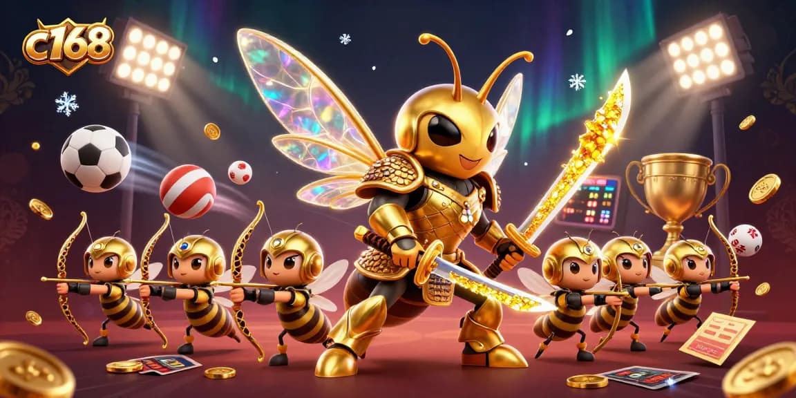 Engage with the vibrant world of c168 as a golden hornet warrior leads a dynamic gaming adventure.