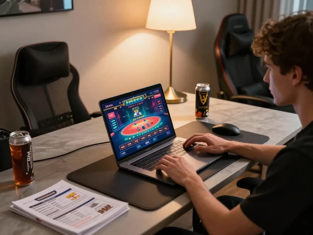 Engaging online gaming session showcasing the player immersed in lv88seo casino app for strategic gameplay.