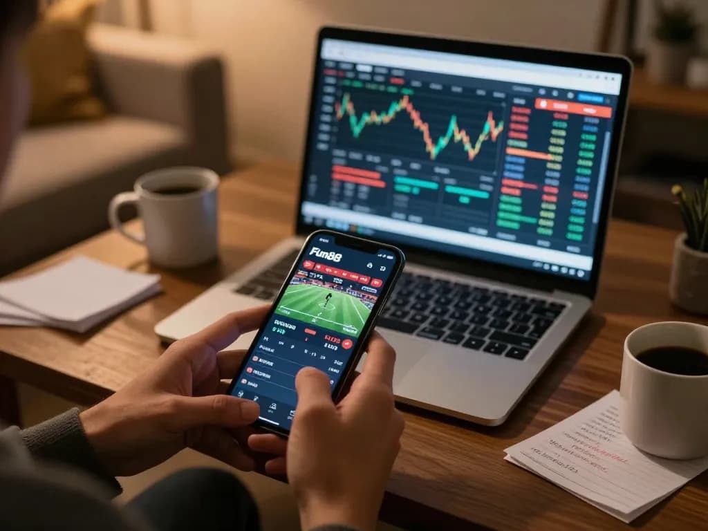 Engaging in live sports betting on Fun88 app with dynamic odds displayed