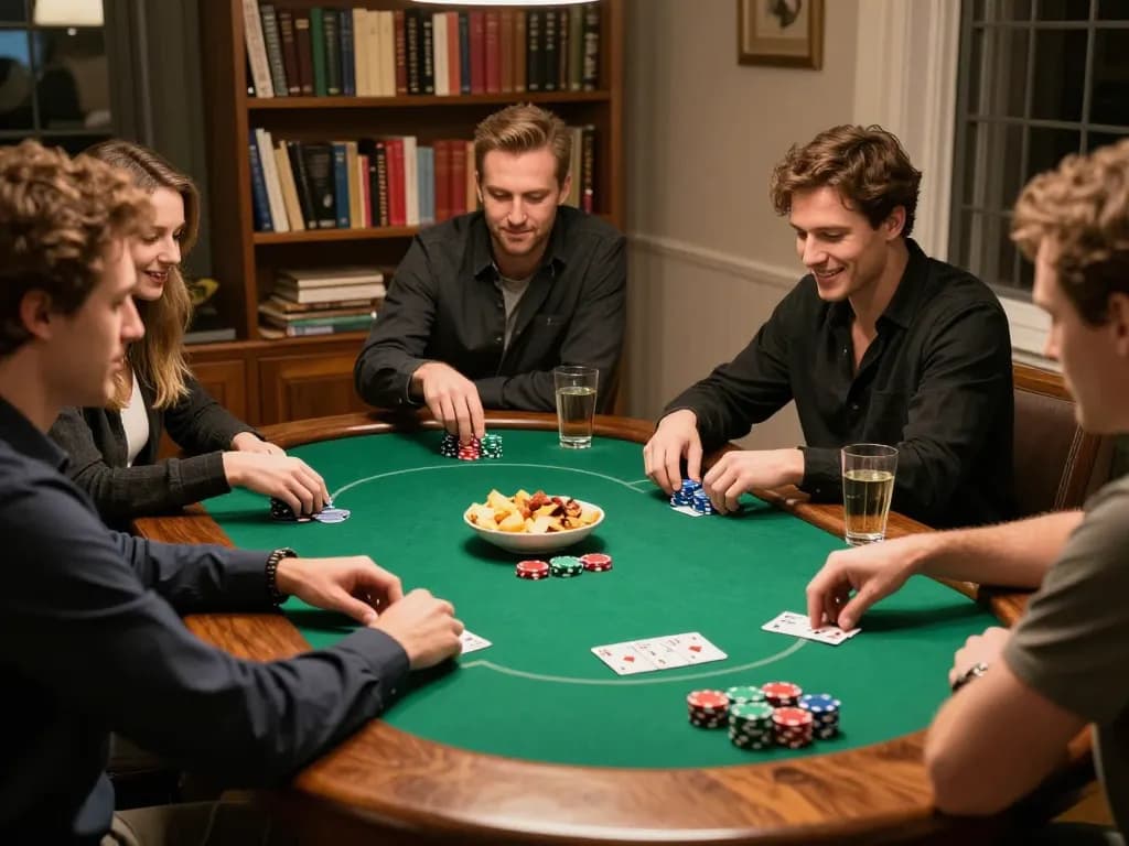 Experience the thrill of poker night with friends around a table while learning Daftar IDNSCORE strategies.