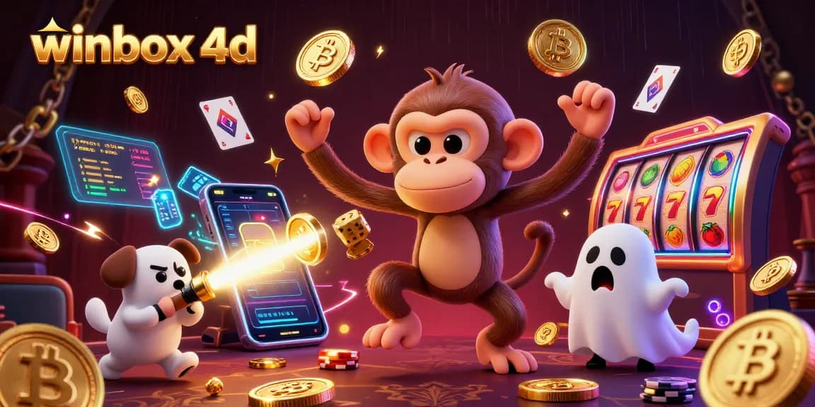 Experience winbox 4d with a poltergeist monkey juggling casino treasures in a haunted ambiance.
