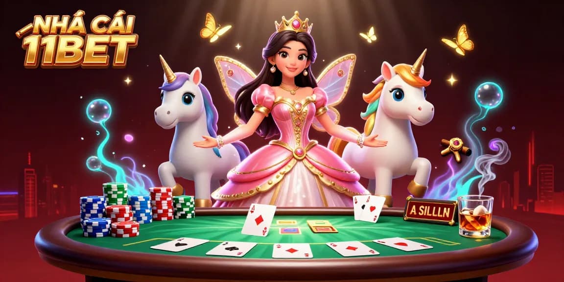 Engage in gaming adventures with NHÀ CÁI 11BET through vibrant casino scenes filled with riches and action.
