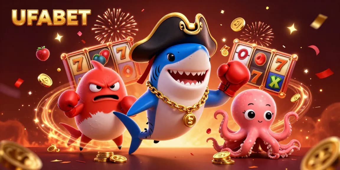 Experience exciting slots and jackpots with UFABET in a vibrant 3D casino scene.