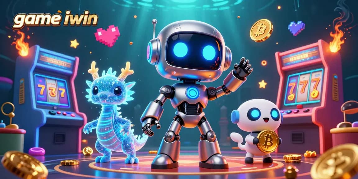 Engage with the game iwin experience featuring a dynamic cyberpunk robot and casino elements.