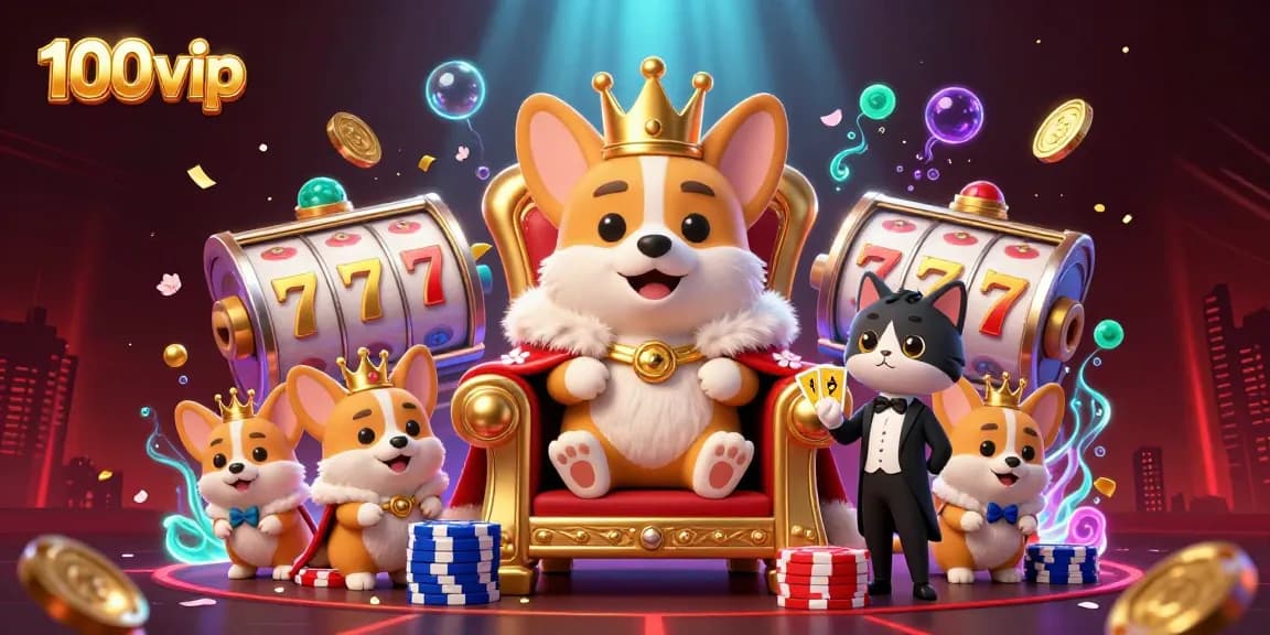Experience the riches of 100vip in an exciting casino scene filled with slots and lavish elements.