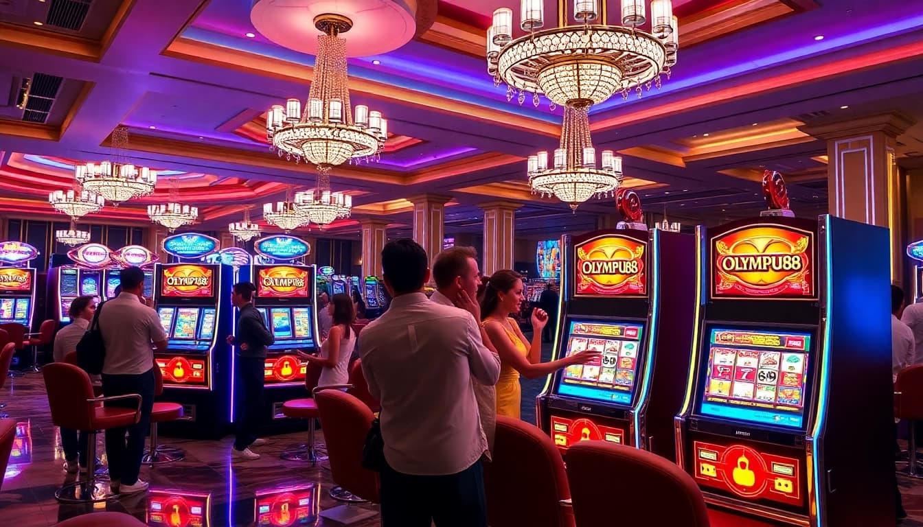 Experience the excitement of OLYMPUS88 slot machines in a luxurious casino setting.