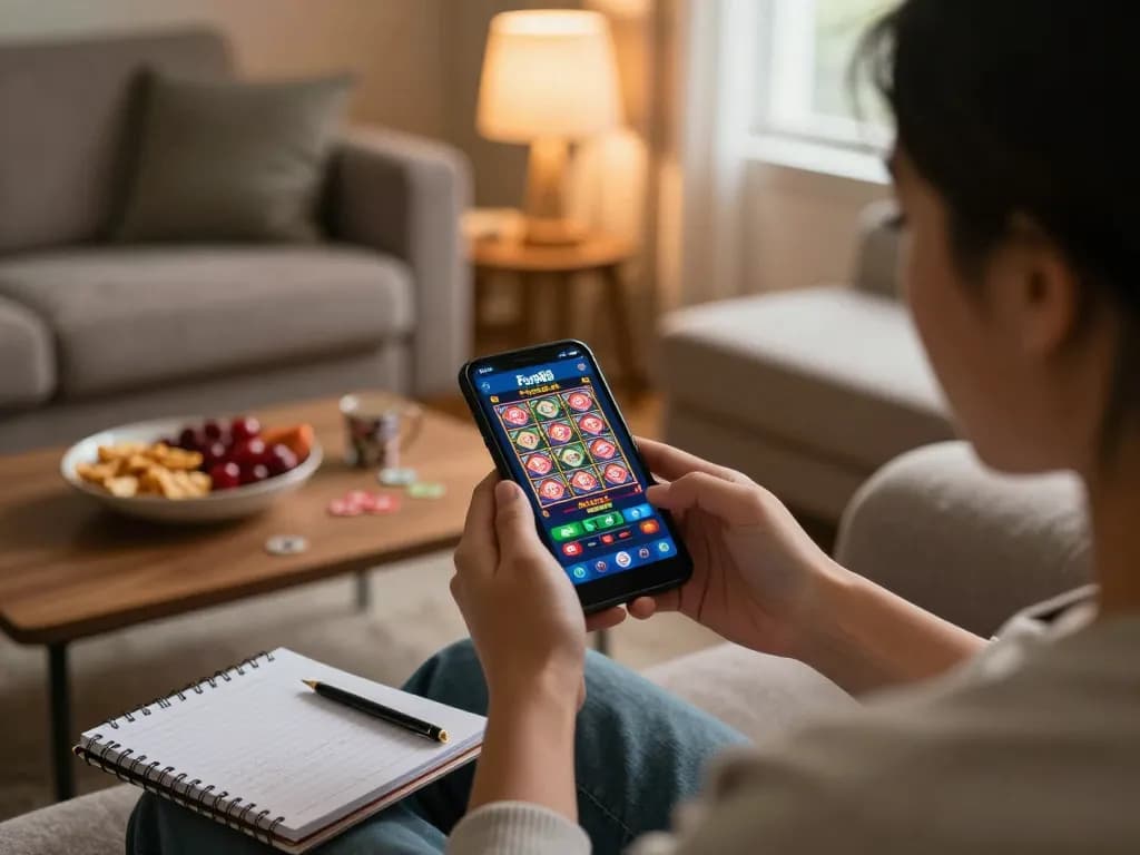 Engaging with Fun88 on a smartphone, enjoying a cozy home gaming experience.