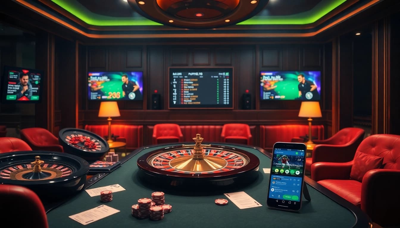 Experience Judi Bola Resmi in a sophisticated casino setting with a vibrant betting atmosphere.