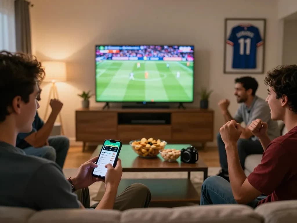 Soi kèo nhà cái while enjoying a thrilling sports betting night with friends.