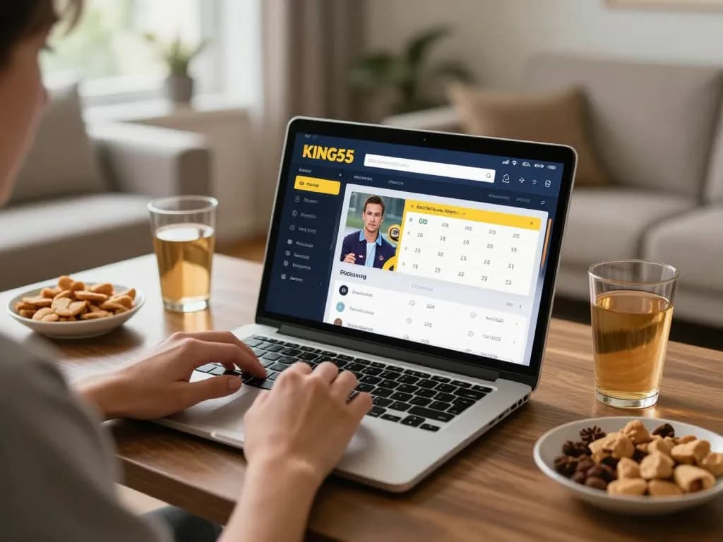 Bergabung dalam taruhan online dengan aplikasi KING55 sambil bersantai di rumah.
