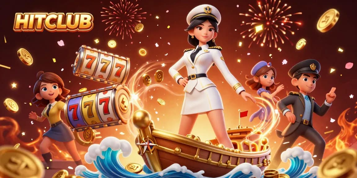 Engage in HITCLUB's thrilling jackpot challenge with 3D slot reels and golden decorations.
