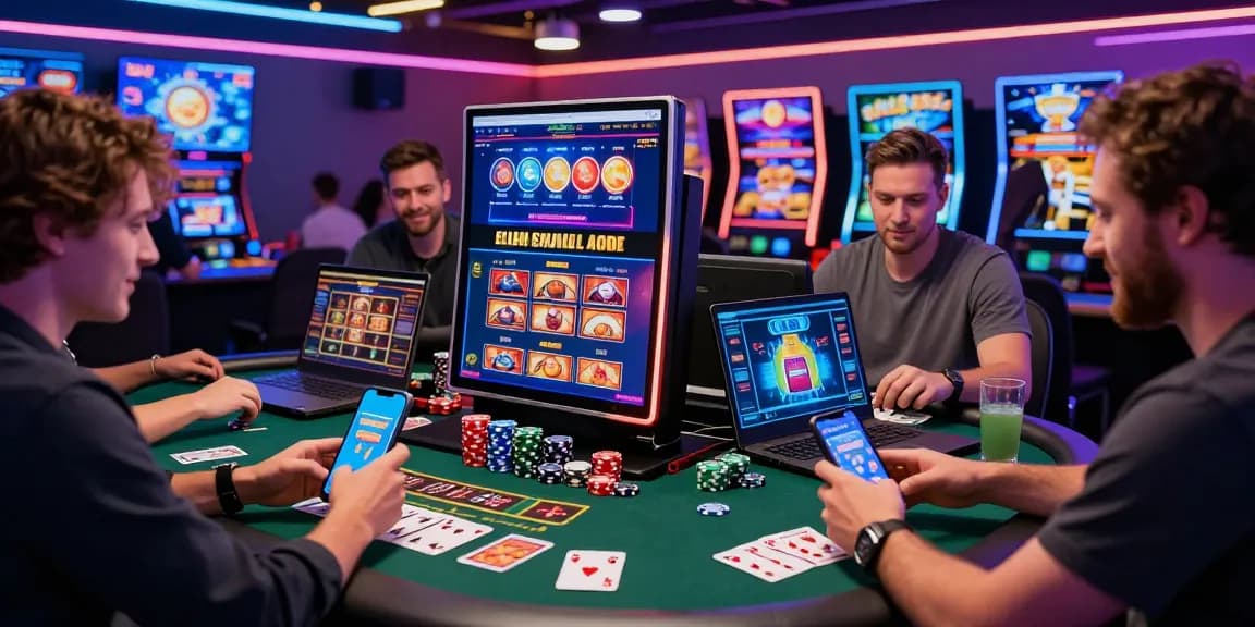 Players enjoying new UK casino sites with vibrant games and casino elements.