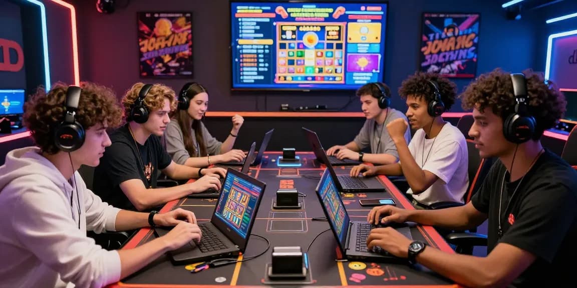 Pajaktoto online gaming excitement with players celebrating wins in a vibrant environment.