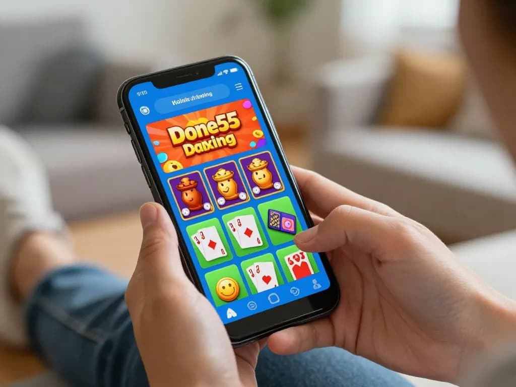 Engaging with Done55 app for online gambling in a cozy home setting