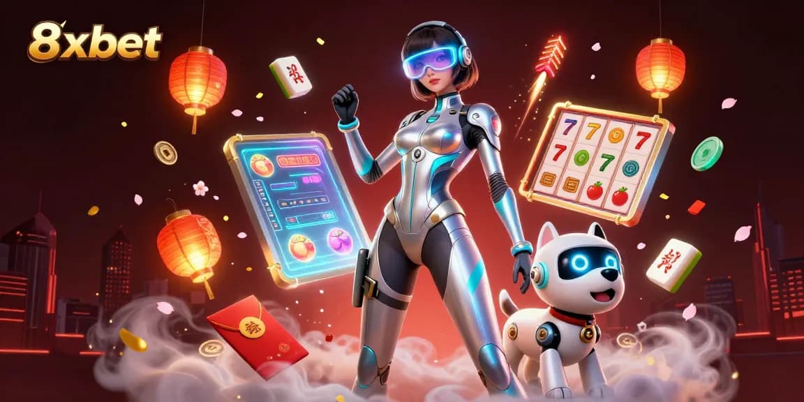 8xbet offers dynamic casino experience with futuristic characters and energetic slot game elements