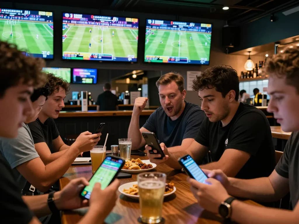 KADAL778 players engaging in sports betting, smartphone screens showing game odds