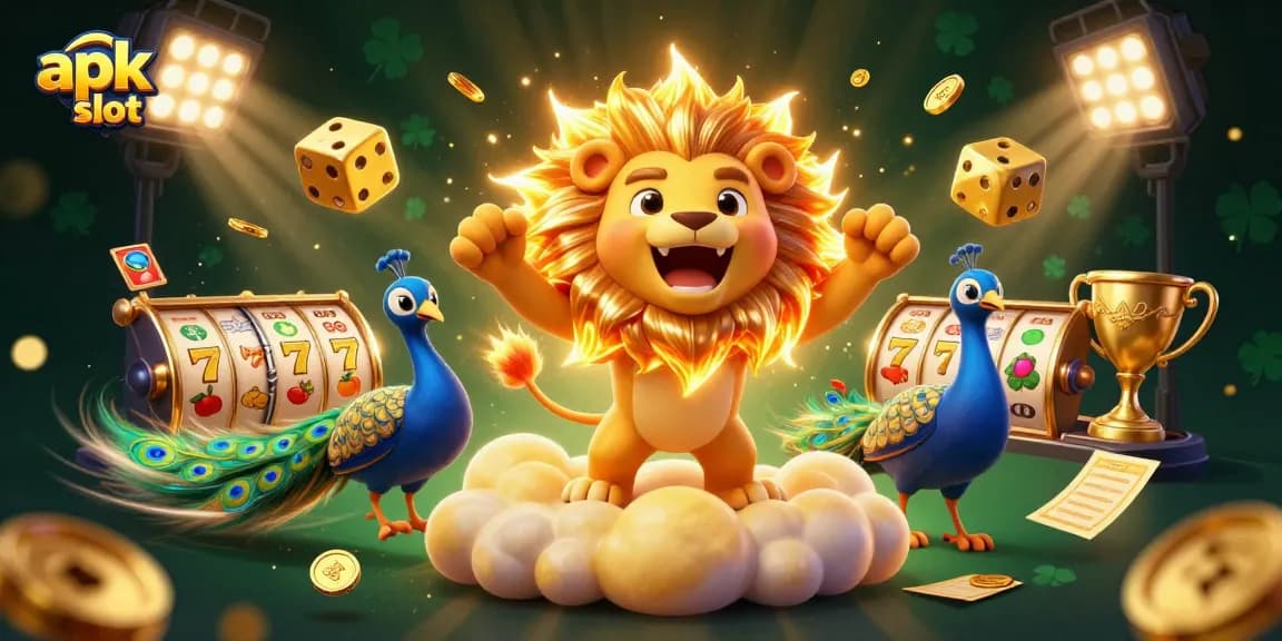 Jelajahi apk slot dengan permainan slot dan simbol keberuntungan yang mengagumkan dalam ilustrasi 3D ini.