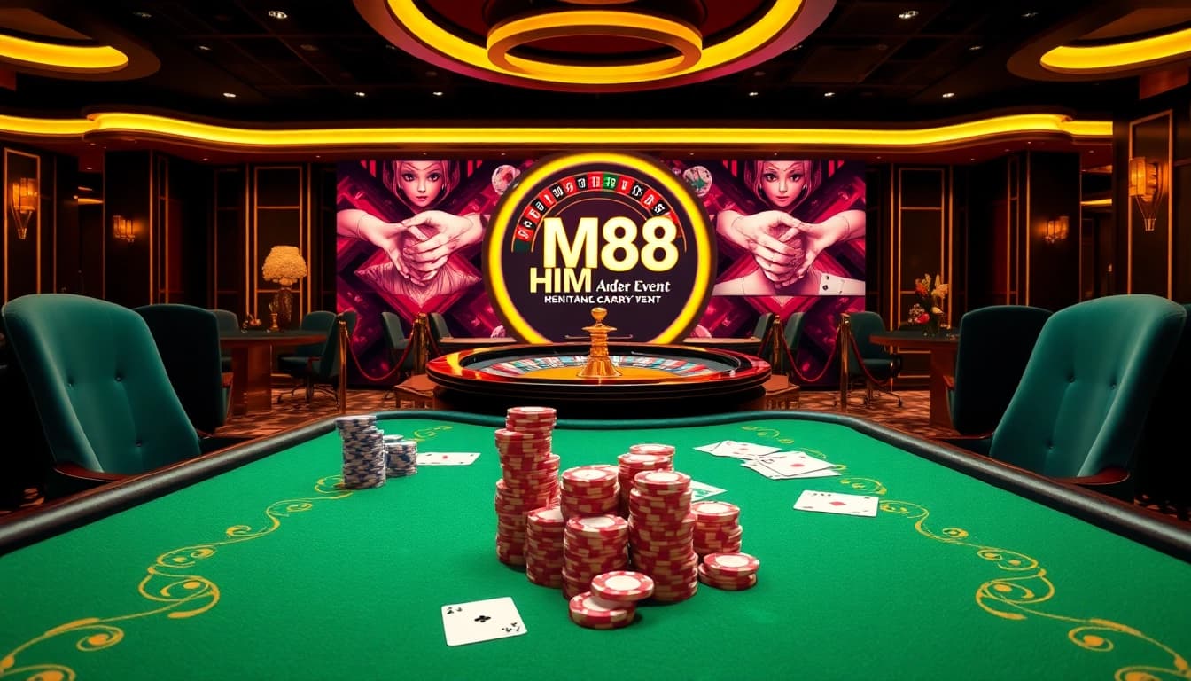 Engaging gaming scene at HM88 casino with vibrant poker table, luxury atmosphere, and excitement.