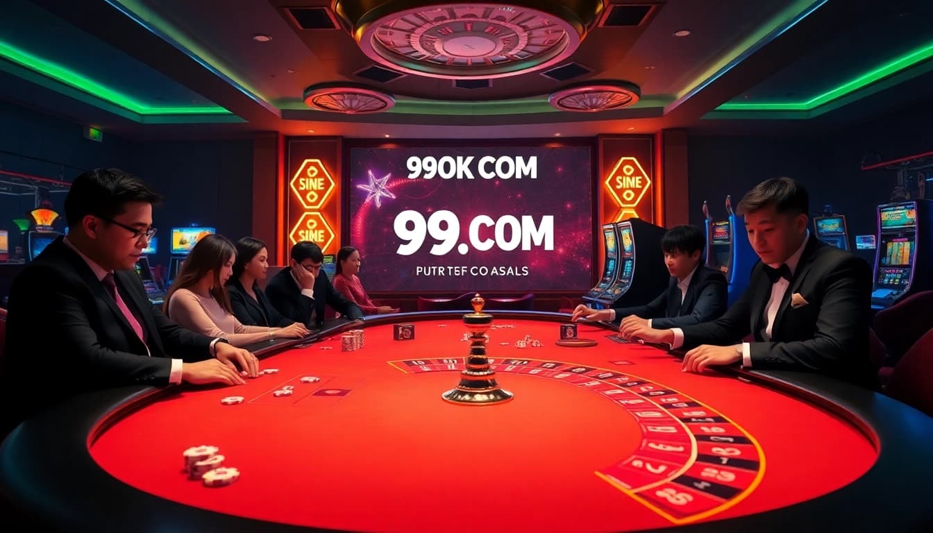 Experience the thrill of gaming at 99OK COM with vibrant poker and roulette tables.