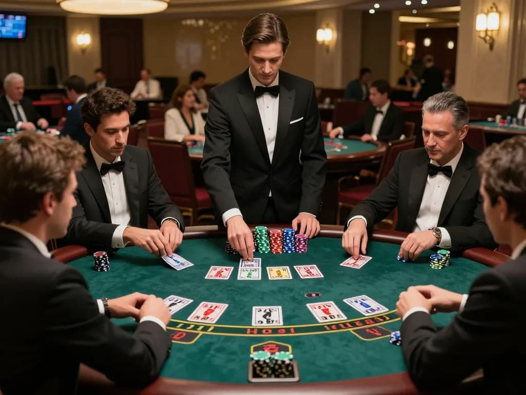 Players engaged in a thrilling blackjack game at RR88 casino with focused expressions and strategic bets.