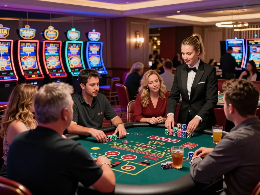 Exciting AF88 casino scene with diverse players enjoying live games and vibrant atmosphere.