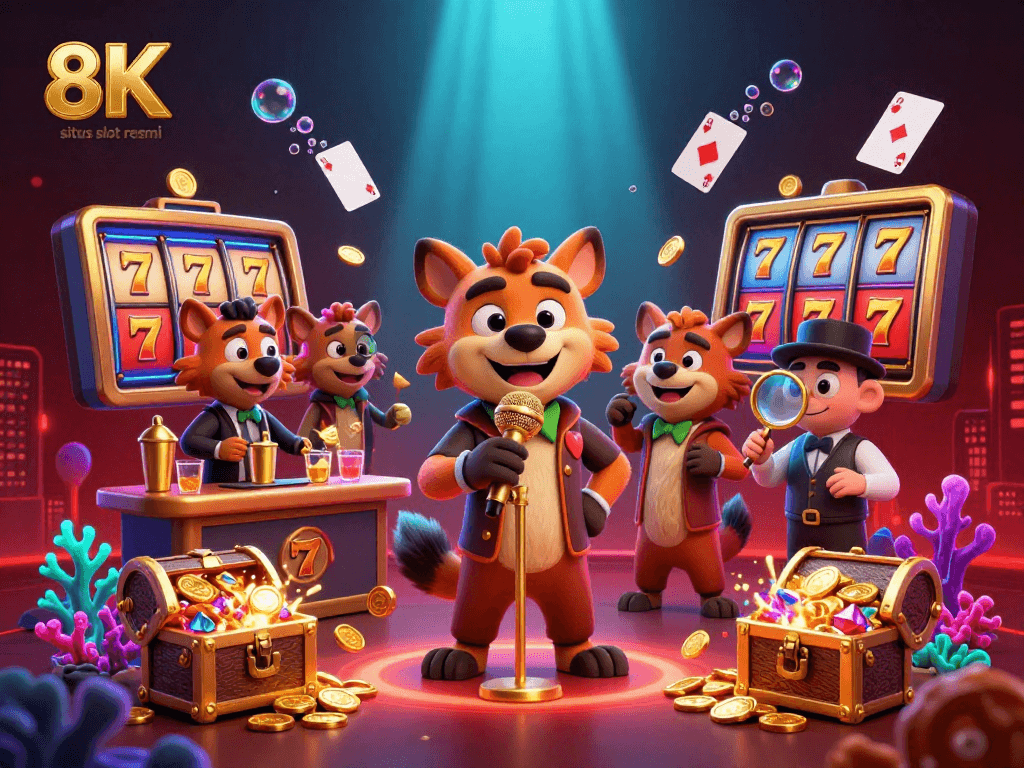 Engage with situs slot resmi at a lively casino featuring hyena characters in dynamic roles.