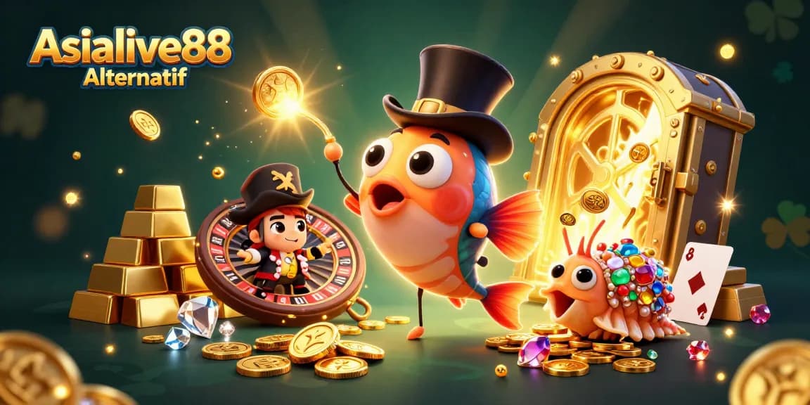 Experience thrilling wins with Asialive88 Alternatif in this vibrant casino-themed illustration.