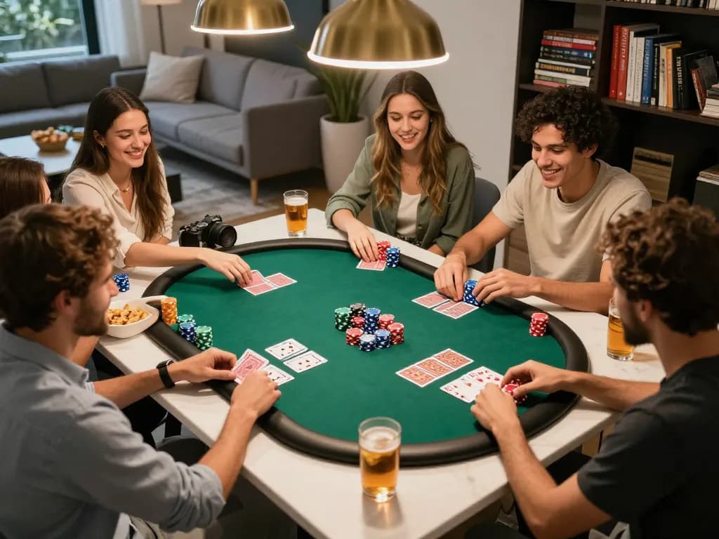 77WIN poker night with friends, showcasing competitive gameplay and vibrant atmosphere.