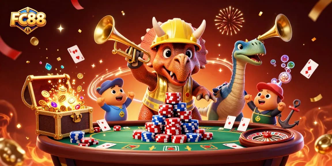 Experience the thrill of gaming with FC88 in a vibrant casino celebration scene.
