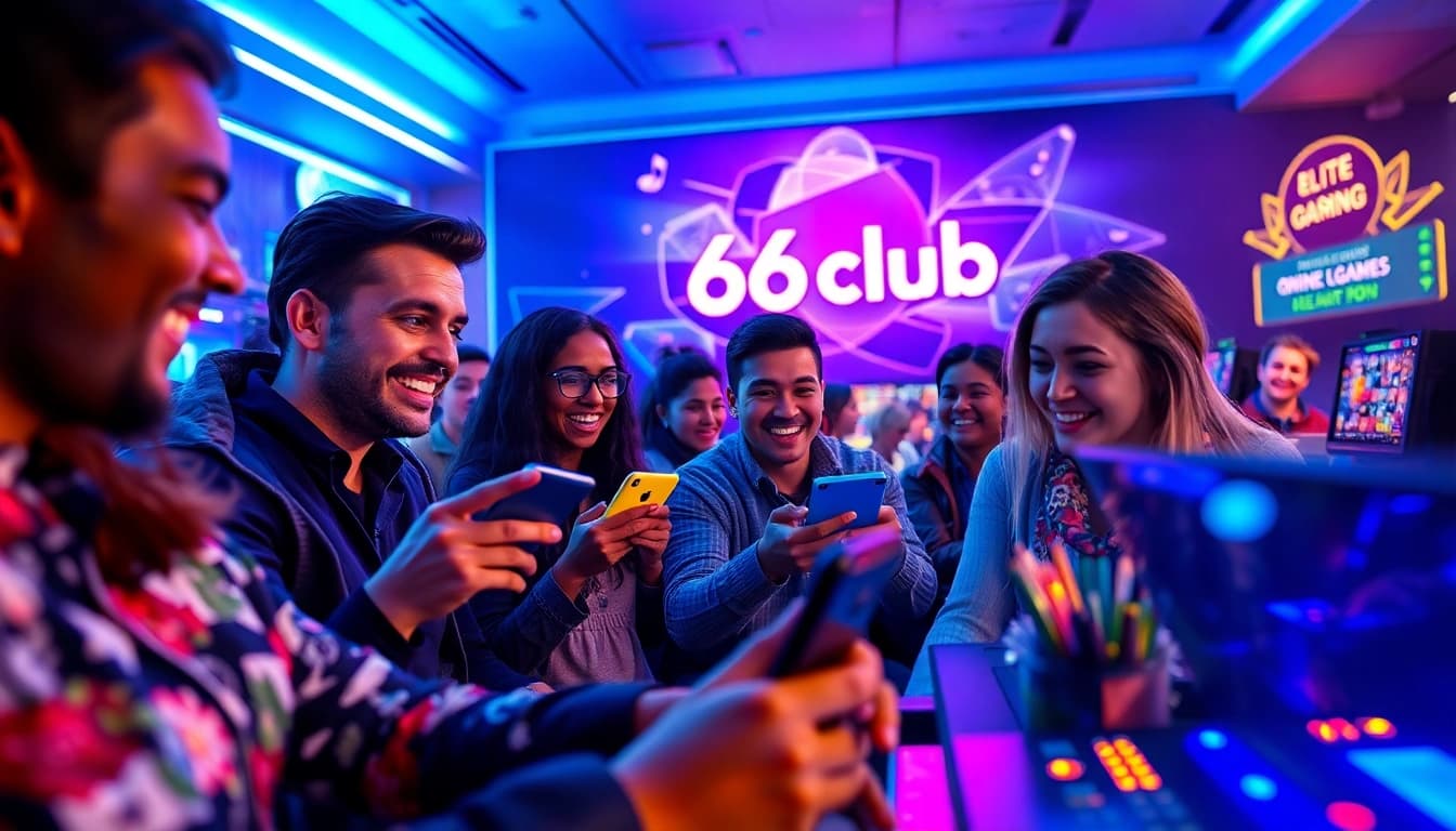 Exciting gaming atmosphere at 66club showcasing diverse players enjoying various online games.