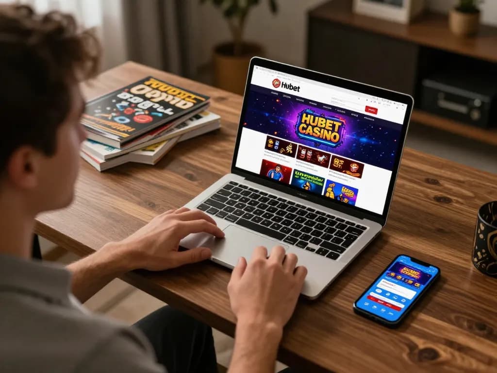 Person engaging in online gambling on Hubet, showcasing gaming interface with strategic elements present.